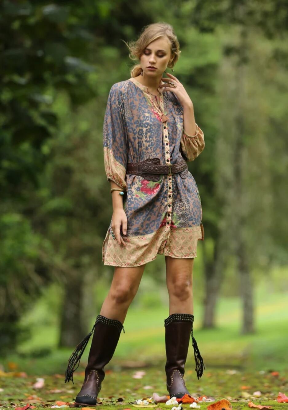 TULLE & BATISTE Gazelle Shirt Dress Leopard Pecan Sz XS $138 {VV53}